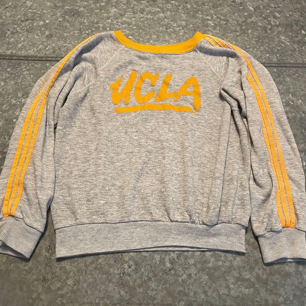 Vintage 70s UCLA Raglan 3 Stripe Crewneck Sweatshirt Womens Medium USA 60s 80s